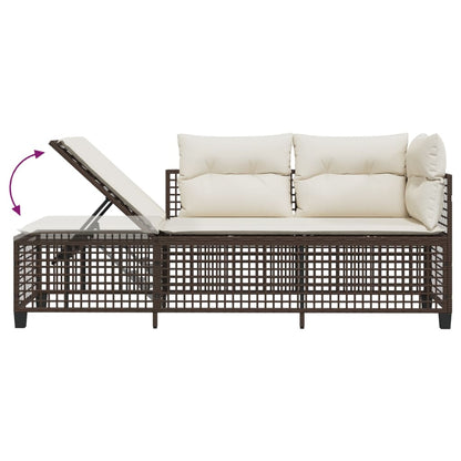 3-tlg. Garten-Ecksofa-Set mit Kissen Braun Poly Rattan