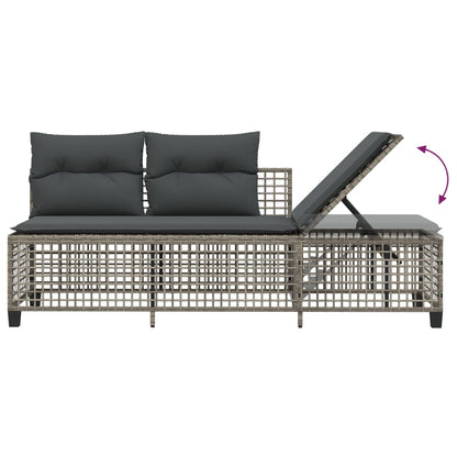 3-tlg. Garten-Ecksofa-Set mit Kissen Grau Poly Rattan