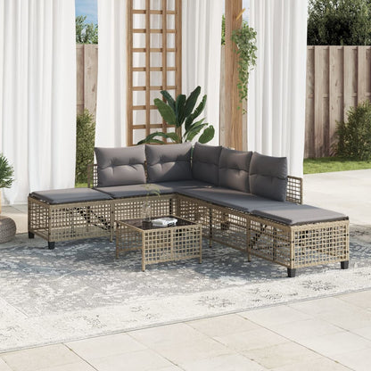 3-tlg. Garten-Ecksofa-Set mit Kissen Beige Poly Rattan