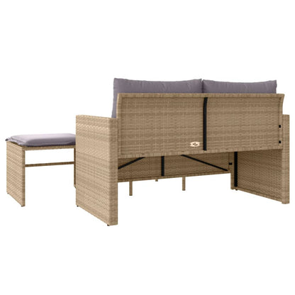 3-tlg. Garten-Sofagarnitur mit Kissen Beige Poly Rattan