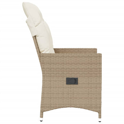 Gartensessel mit Kissen Verstellbar Beige Poly Rattan