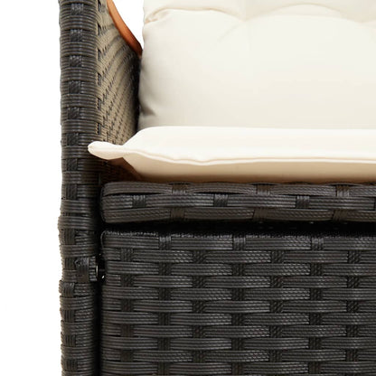 Gartensessel Verstellbar mit Kissen Schwarz Poly Rattan