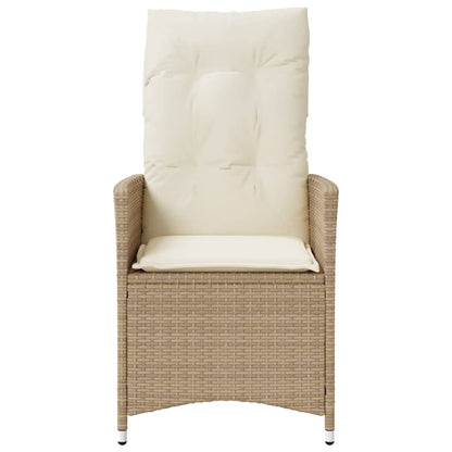 Gartensessel mit Kissen 2 Stk. Verstellbar Beige Poly Rattan