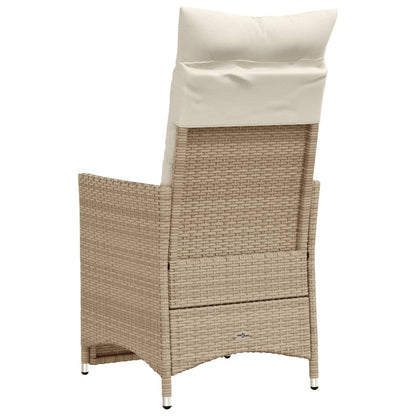 Gartensessel mit Kissen Verstellbar Beige Poly Rattan