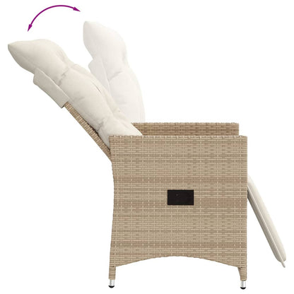 Gartensessel mit Kissen Verstellbar Beige Poly Rattan