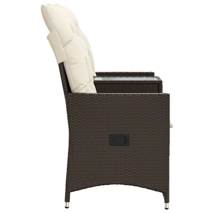 Gartensofa 2-Sitzer Verstellbar mit Tisch Braun Poly Rattan