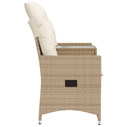 Gartensofa 2-Sitzer Verstellbar mit Tisch Beige Poly Rattan