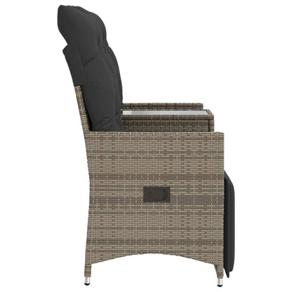 Gartensofa 2-Sitzer Verstellbar mit Tisch Grau Poly Rattan