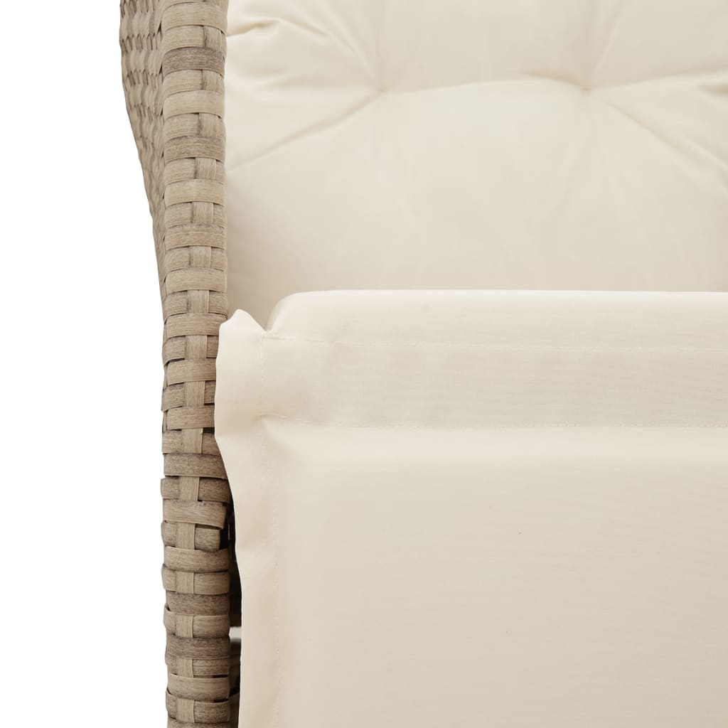 Gartensofa 2-Sitzer Verstellbar mit Tisch Beige Poly Rattan