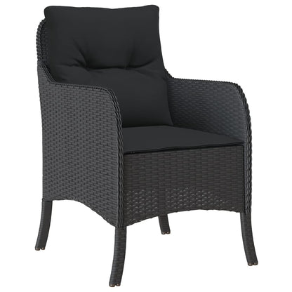 3-tlg. Garten-Essgruppe mit Kissen Schwarz Poly Rattan