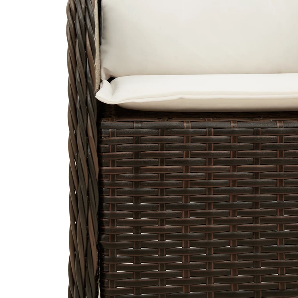 7-tlg. Garten-Essgruppe mit Kissen Braun Poly Rattan