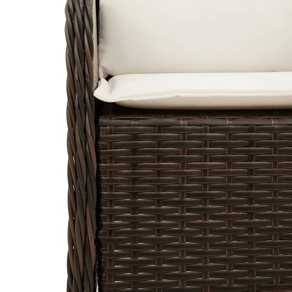 9-tlg. Garten-Essgruppe mit Kissen Braun Poly Rattan