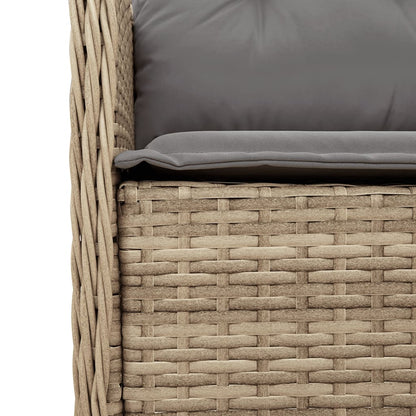 7-tlg. Garten-Essgruppe mit Kissen Beige Poly Rattan