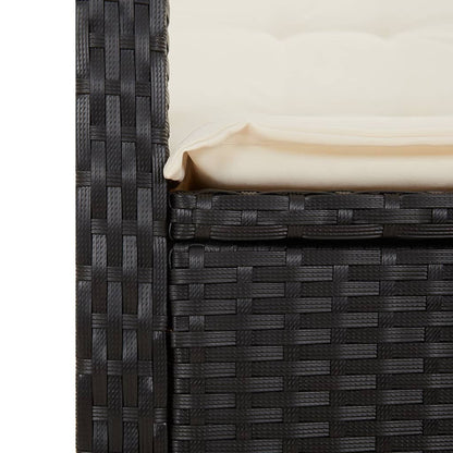 9-tlg. Garten-Essgruppe mit Kissen Schwarz Poly Rattan