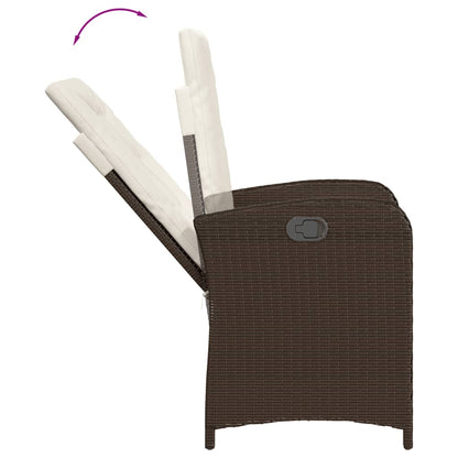 9-tlg. Garten-Essgruppe mit Kissen Braun Poly Rattan