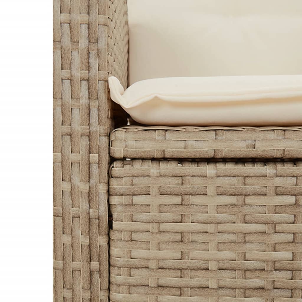 7-tlg. Garten-Essgruppe mit Kissen Beige Poly Rattan