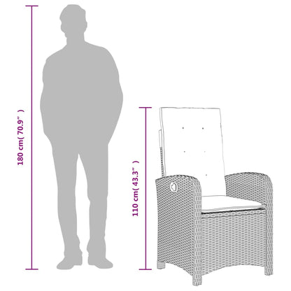 7-tlg. Garten-Essgruppe mit Kissen Hellgrau Poly Rattan