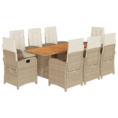 9-tlg. Garten-Essgruppe mit Kissen Beige Poly Rattan