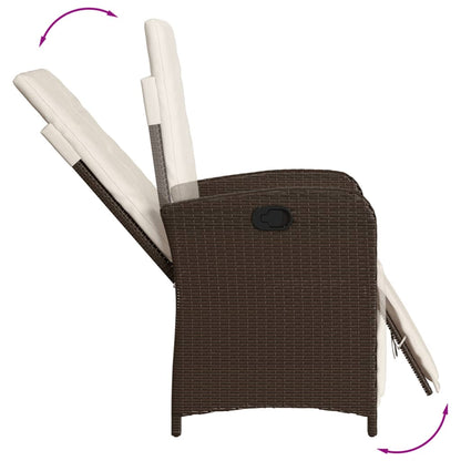 7-tlg. Garten-Essgruppe mit Kissen Braun Poly Rattan