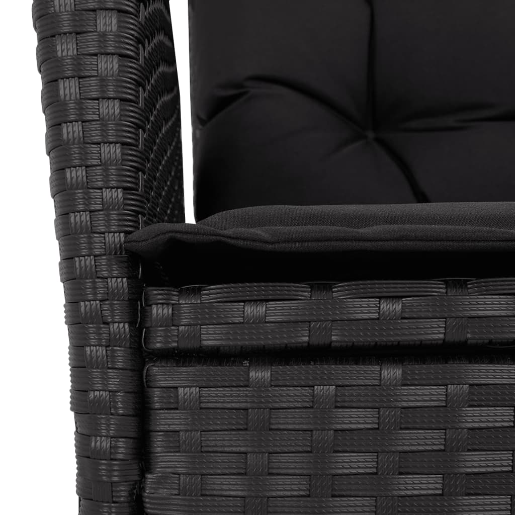 7-tlg. Garten-Essgruppe mit Kissen Schwarz Poly Rattan