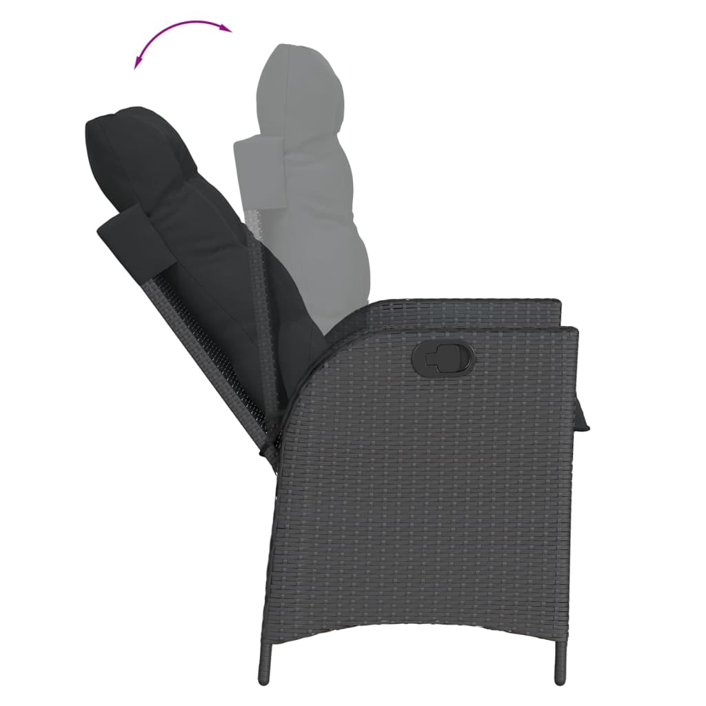 9-tlg. Garten-Essgruppe mit Kissen Schwarz Poly Rattan