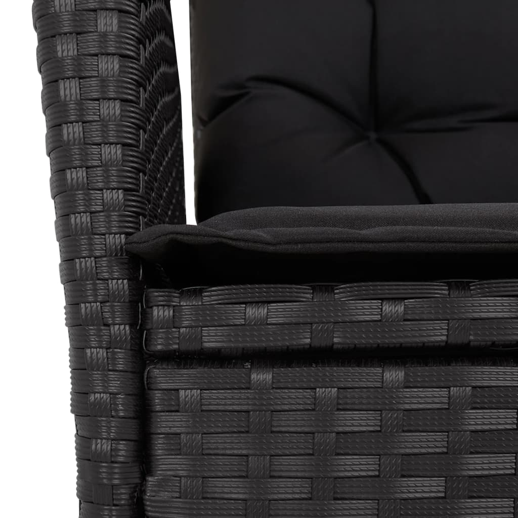 9-tlg. Garten-Essgruppe mit Kissen Schwarz Poly Rattan