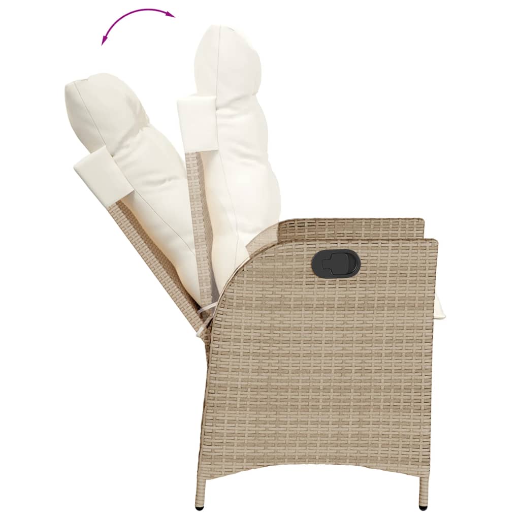 7-tlg. Garten-Essgruppe mit Kissen Beige Poly Rattan