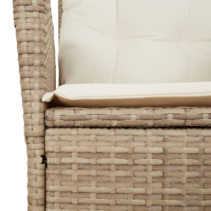 7-tlg. Garten-Essgruppe mit Kissen Beige Poly Rattan