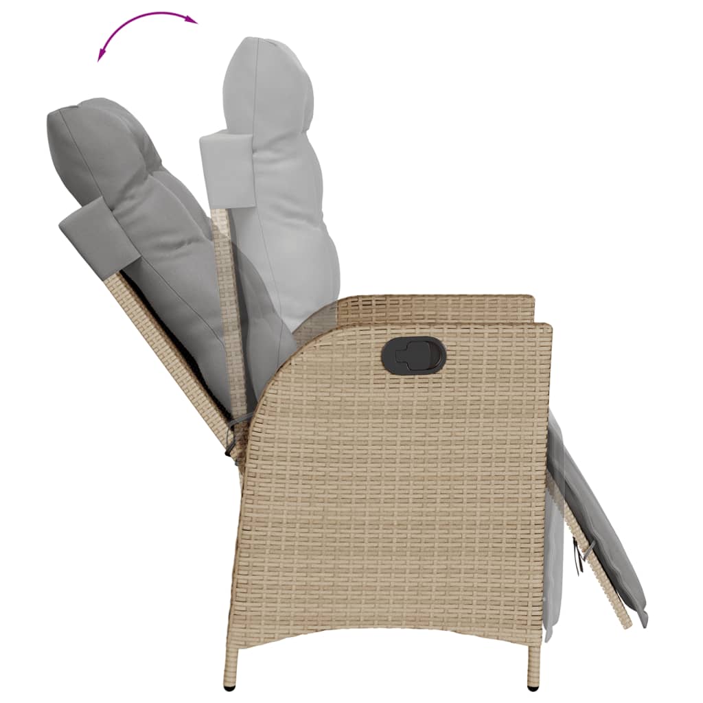 9-tlg. Garten-Essgruppe mit Kissen Beigemischung Poly Rattan