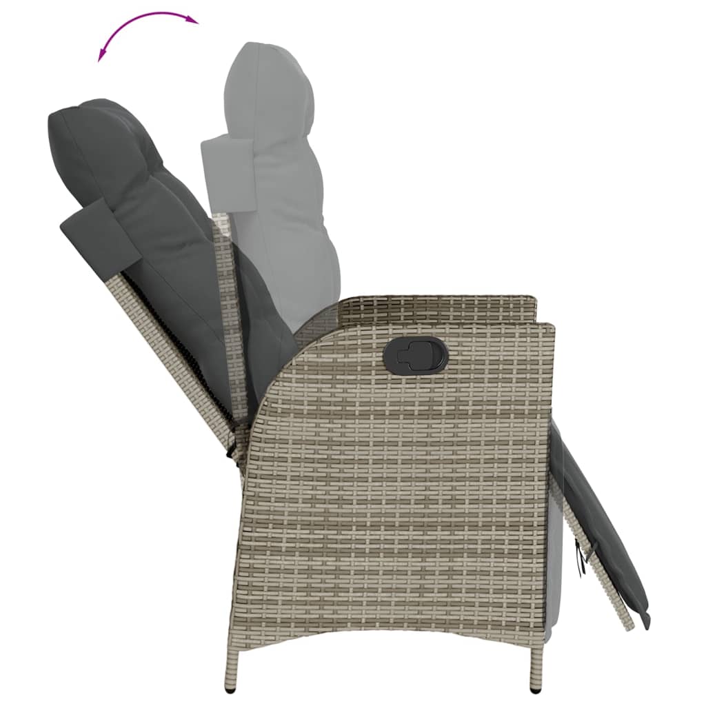 3-tlg. Garten-Essgruppe mit Kissen Grau Poly Rattan