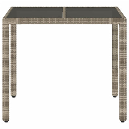 Gartentisch mit Glasplatte Grau 90x90x75 cm Poly Rattan