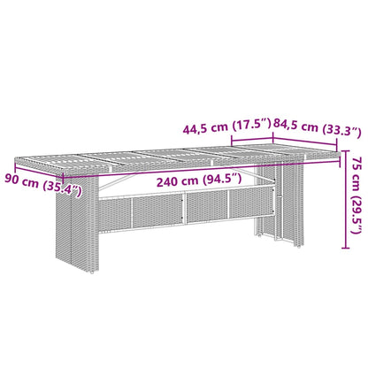 Gartentisch mit Holzplatte Schwarz 240x90x75 cm Poly Rattan