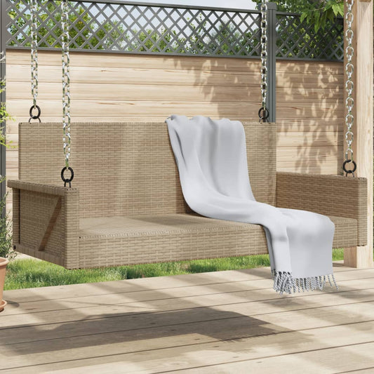 Hängebank Beige 119x56x48 cm Poly Rattan