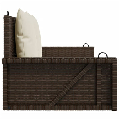 Hängebank mit Kissen Braun 119x56x48 cm Poly Rattan