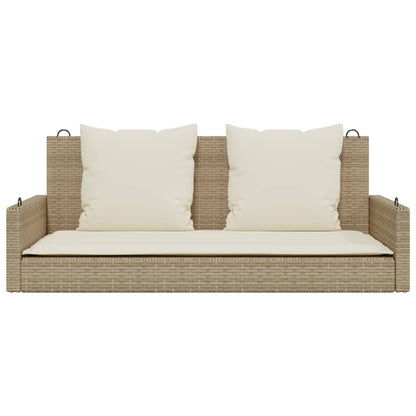 Hängebank mit Kissen Beige 119x56x48 cm Poly Rattan