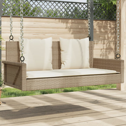 Hängebank mit Kissen Beige 119x56x48 cm Poly Rattan