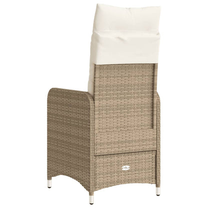 Gartensessel mit Kissen Verstellbar Beige Poly Rattan