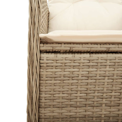 Gartensessel mit Kissen Verstellbar Beige Poly Rattan