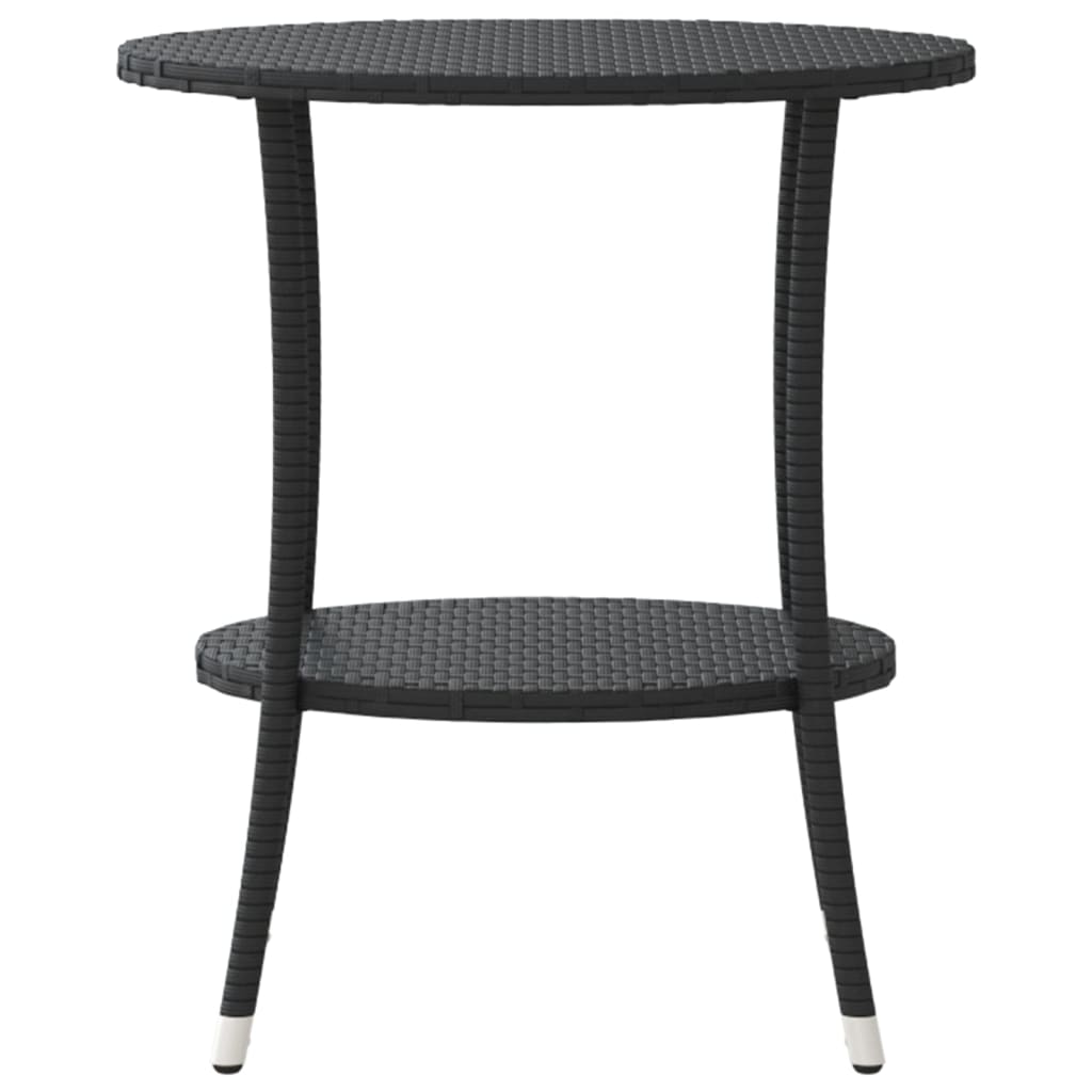 Outdoor-Lehnstühle 2 Stk. mit Tisch Schwarz Poly-Rattan