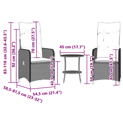 Outdoor-Lehnstühle 2 Stk. mit Tisch Braun Poly Rattan