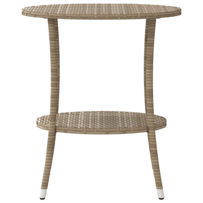 Gartensessel 2 Stk. Verstellbar mit Tisch Beige Poly Rattan