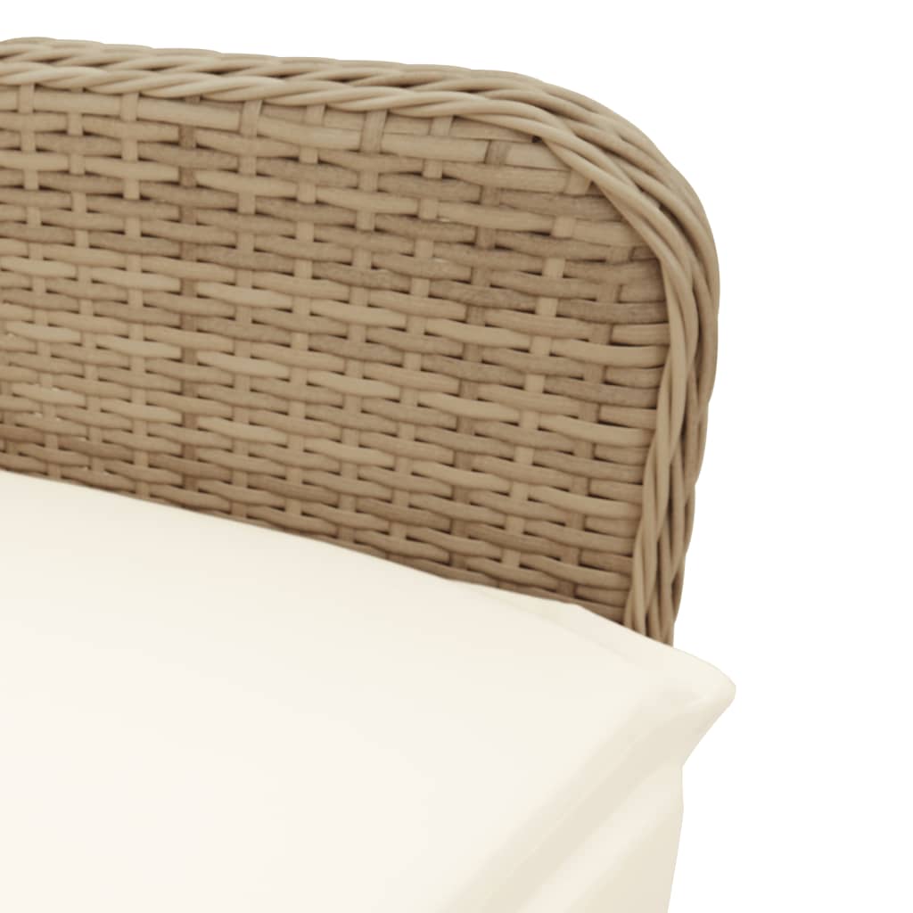 Gartensessel mit Kissen 2 Stk. Verstellbar Beige Poly Rattan