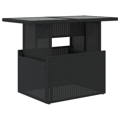 Gartentisch mit Glasplatte Schwarz 100x55x73 cm Poly Rattan