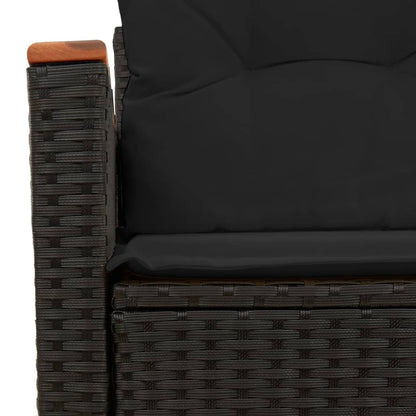 Gartensofa mit Kissen 2-Sitzer Schwarz Poly Rattan