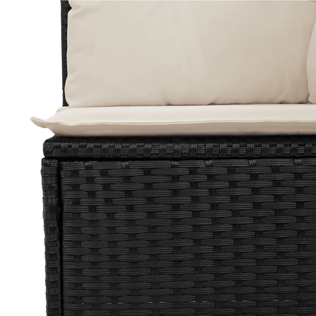 Gartensofa mit Kissen 2-Sitzer Schwarz Poly Rattan