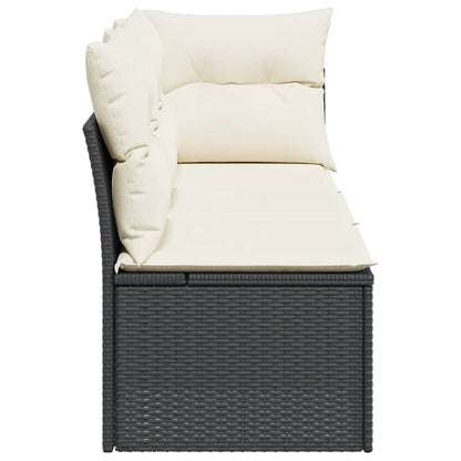 Gartensofa mit Kissen 3-Sitzer Schwarz Poly Rattan