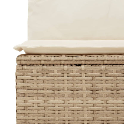 Gartensofa mit Kissen 3-Sitzer Beige Poly Rattan