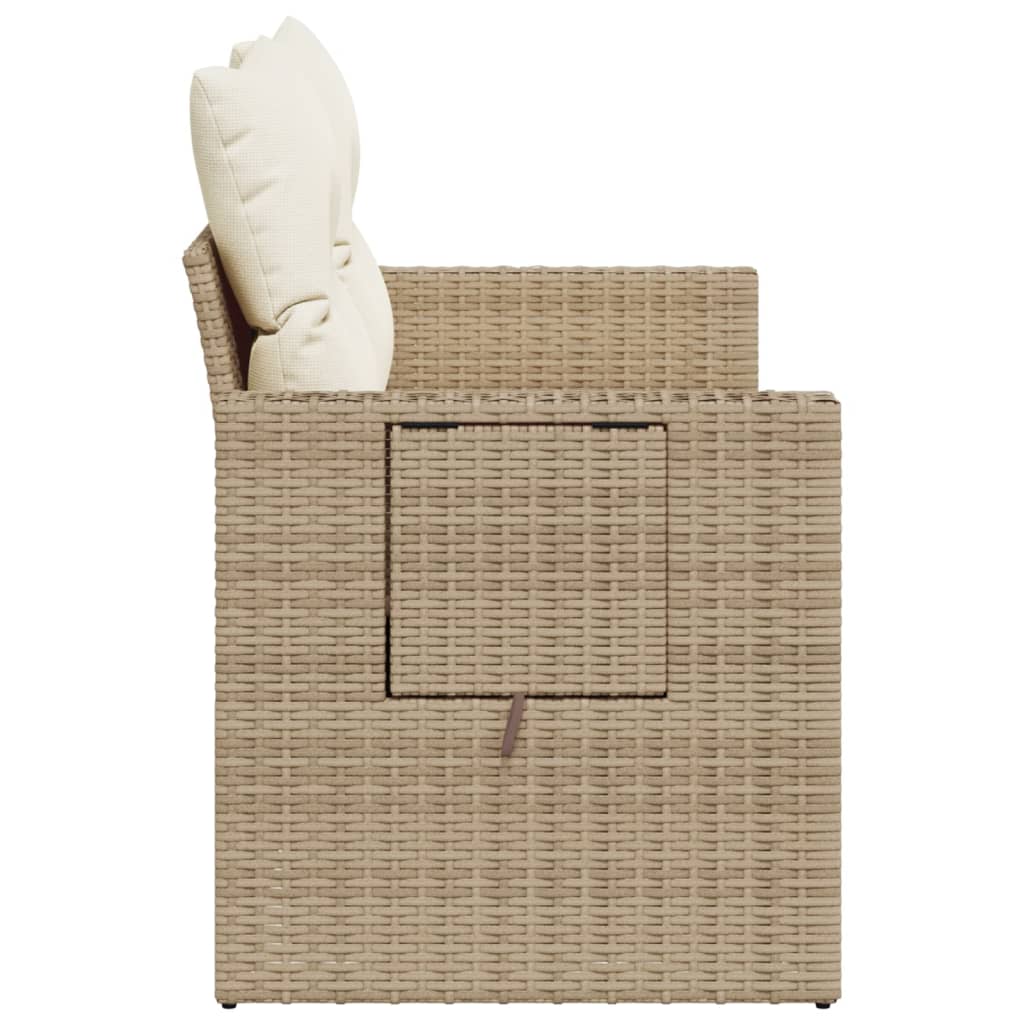 Gartensofa mit Kissen 2-Sitzer Beige Poly Rattan