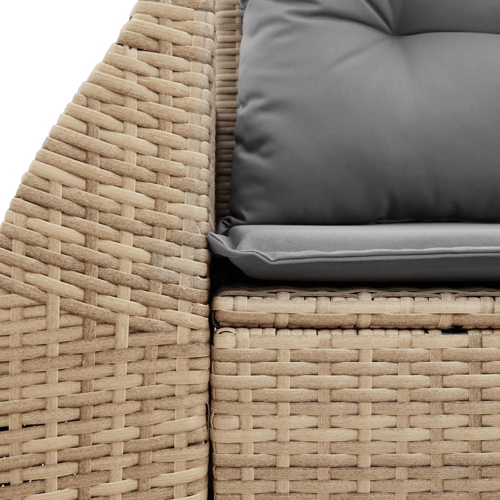 Gartensofa mit Kissen 2-Sitzer Beige Poly Rattan