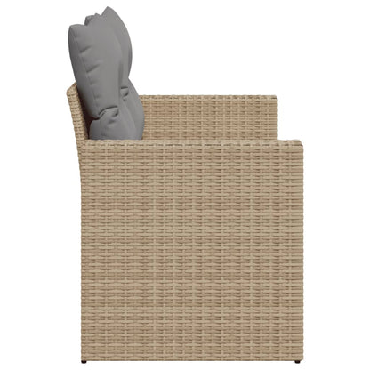 Gartensofa mit Kissen 2-Sitzer Beige Poly Rattan